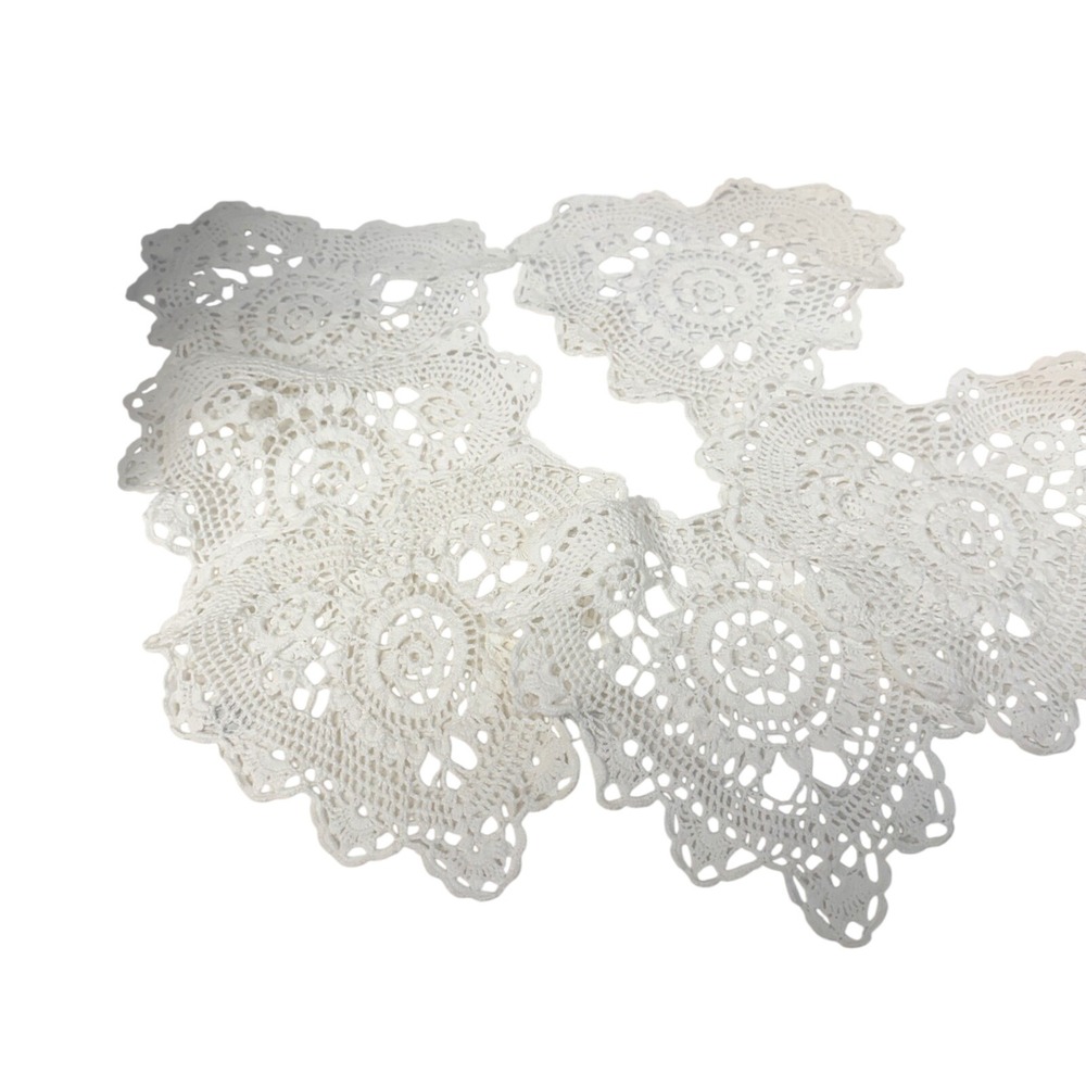 Unbranded Heart Crochet Doilies Set of 6 White Floral Lace Shabby Chic 7x8
